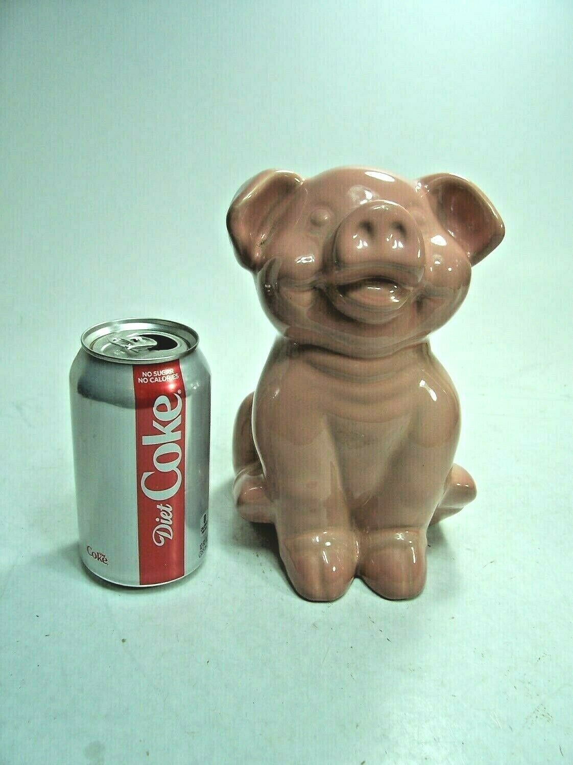 Vintage Ceramic Pig 8 Inches Tall, Unmarked, All Pink